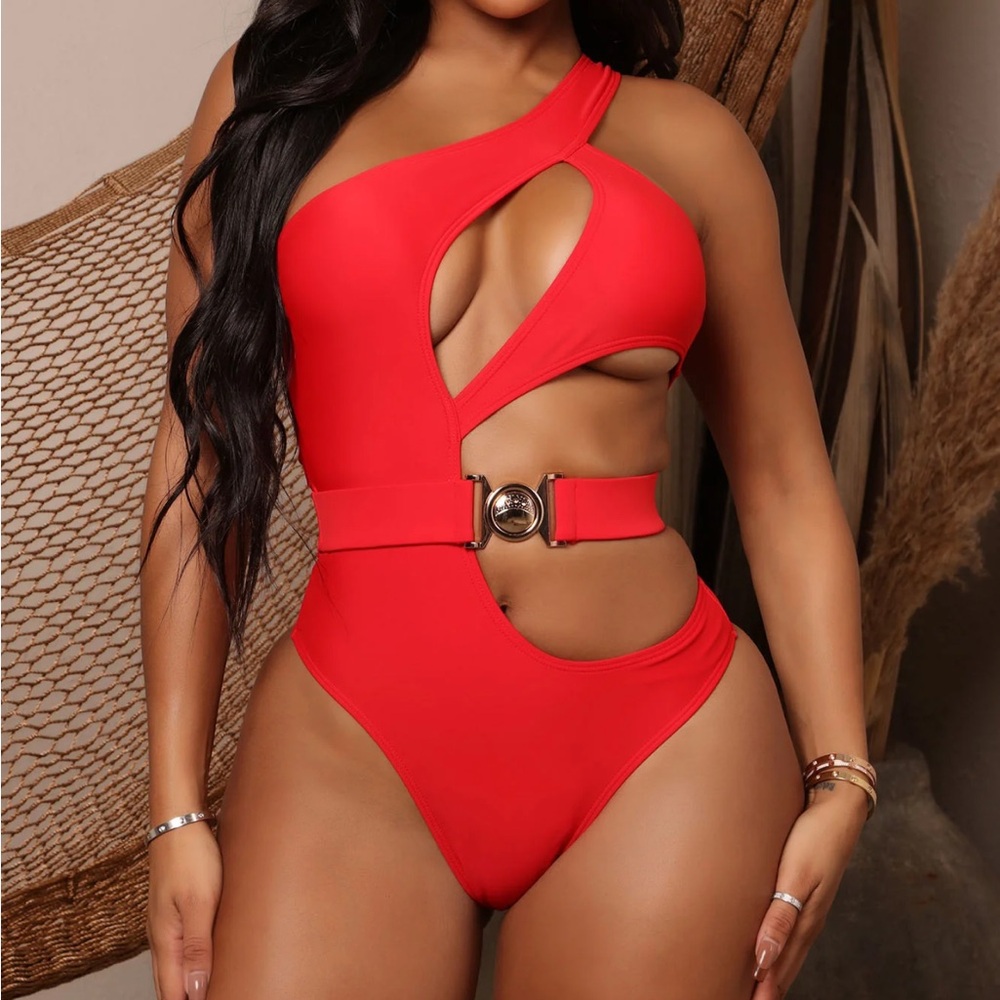 Red Cutout One-Piece Swimsuit